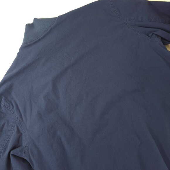 SLATE & STONE Mens MEDIUM Bomber Jacket Blue Cotton Stretch Long Sleeve Full Zip - Picture 6 of 16